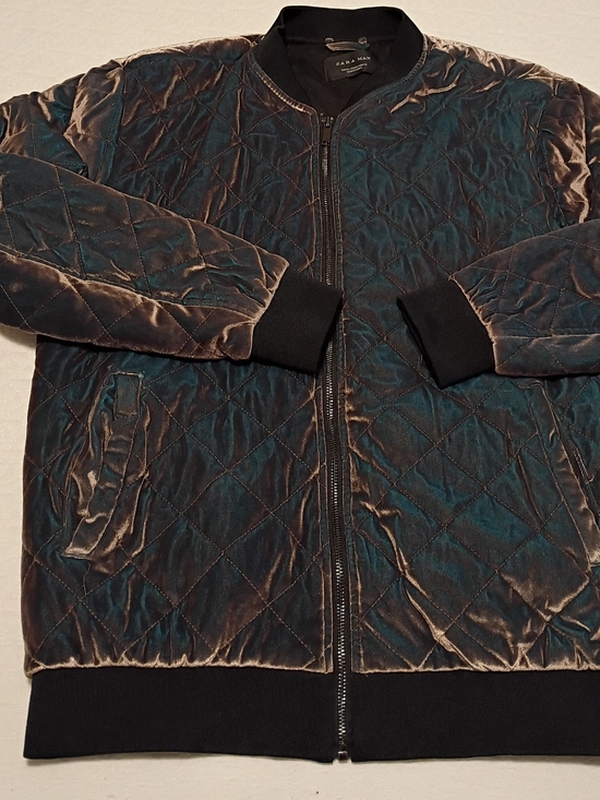 Zara Other - Zara Men Quilted Velvet Bomber Jacket